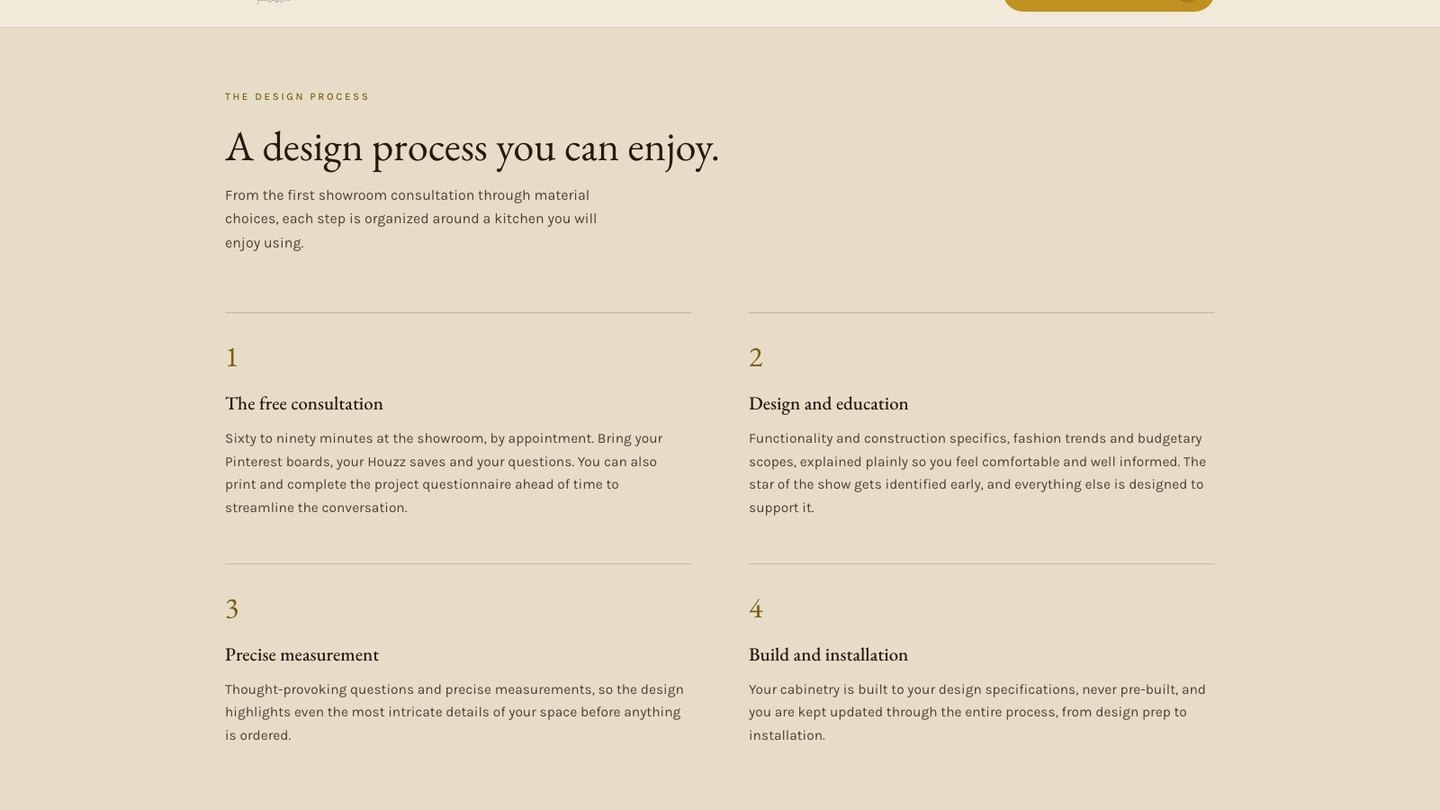 The design process section of the new homepage