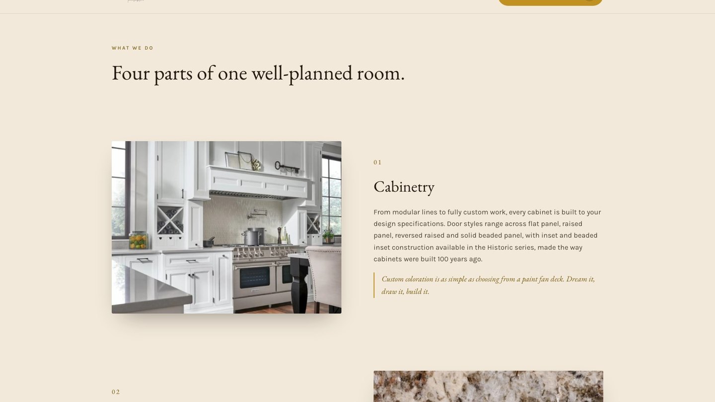 The numbered services section of the new homepage