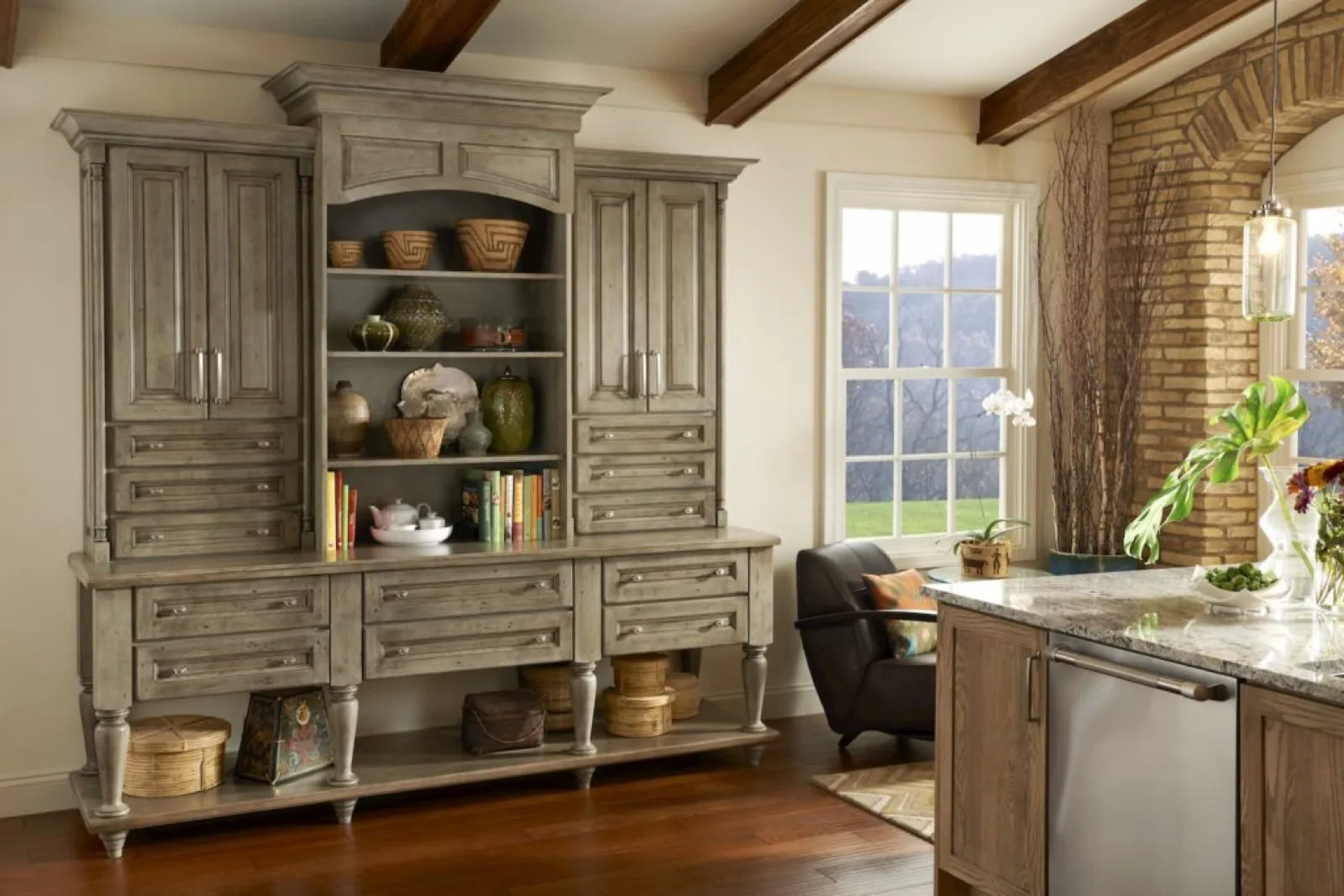 Mallory raised panel door with Appaloosa finish on cherry wood